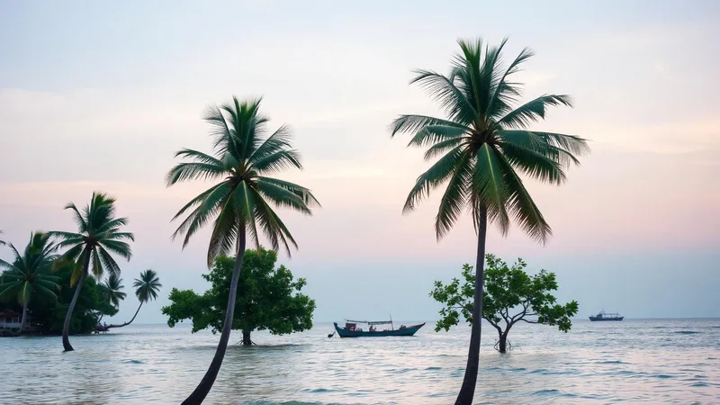 Tropical Southeast Asian coastline at dawn